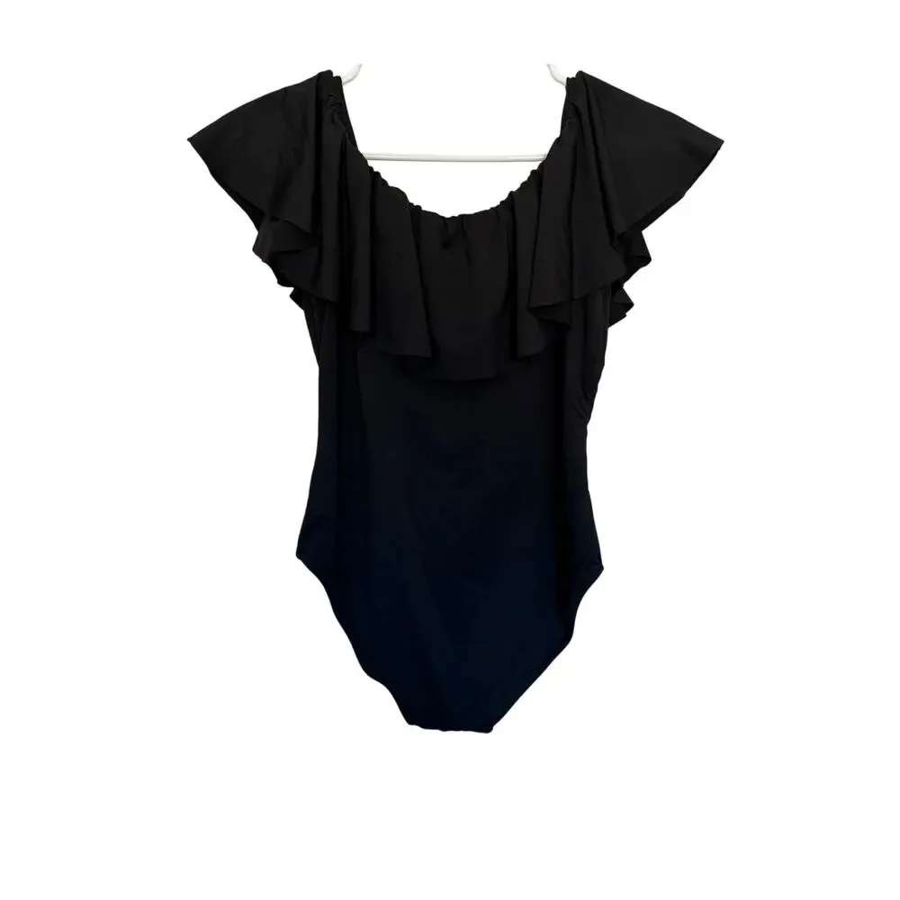 Stella Cove Floral One Piece Bathing Suit for Girls -Black Floral Mesh -Size 14Y